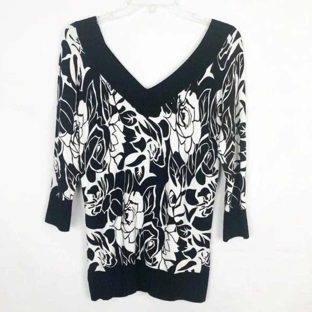 Cache Cross Back, 3/4 Sleeve Top, Size M